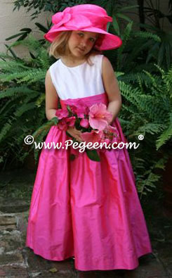 Hot Pink Silk Flower Girl Dress Pegeen Style 383