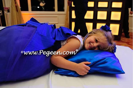 Flower girl dresses 402 ivory and sapphire blue tulle and silk