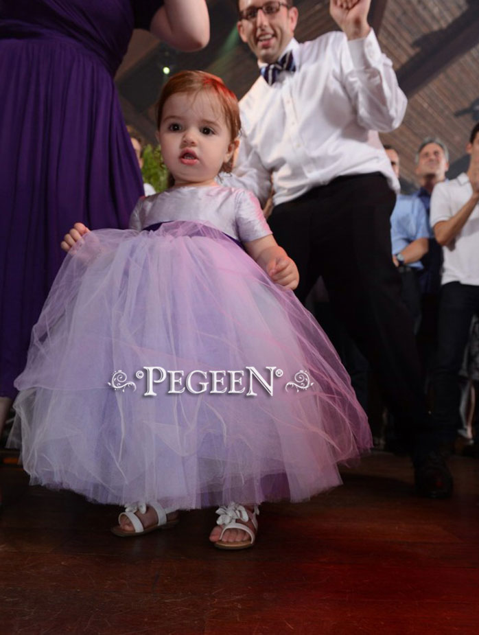 Deep Plum and lavender ballerina style Flower Girl Dresses with layers and layers of tulle