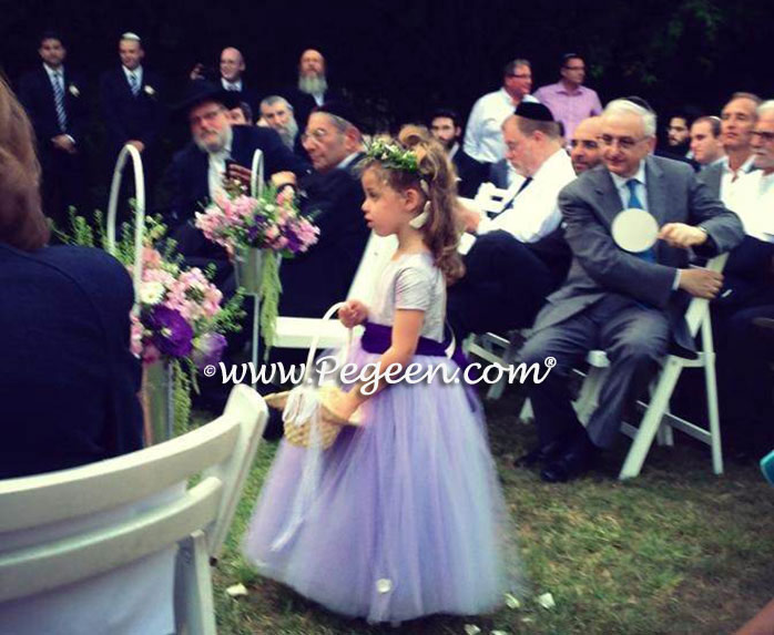 Deep Plum and lavender silk ballerina style FLOWER GIRL DRESSES with layers and layers of tulle