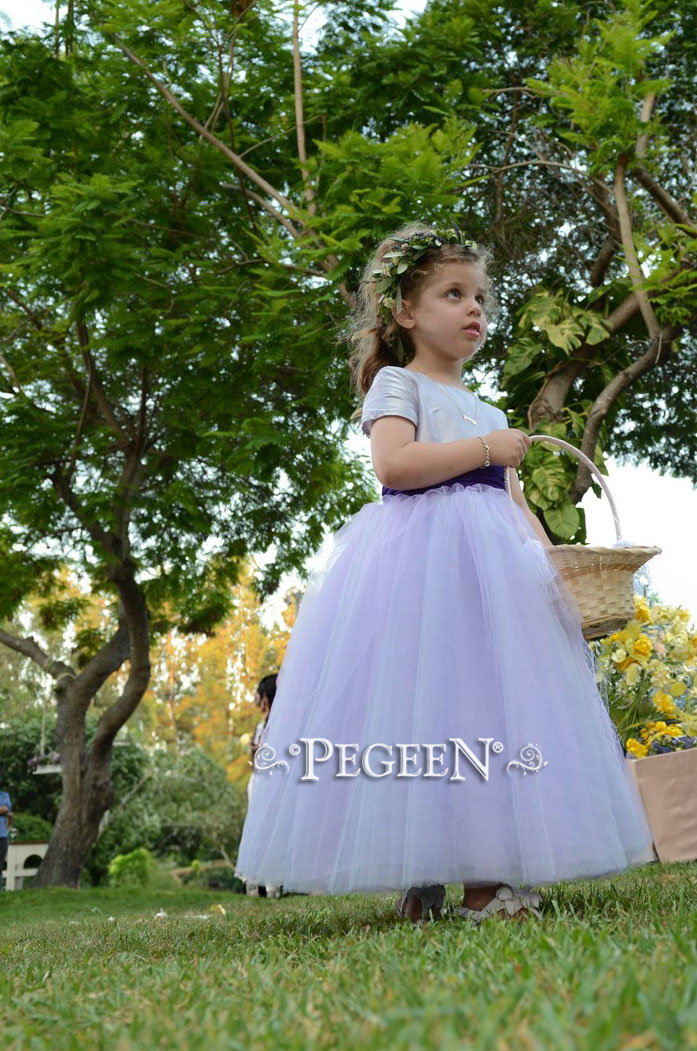 Deep Plum and lavender ballerina style Flower Girl Dresses with layers and layers of tulle