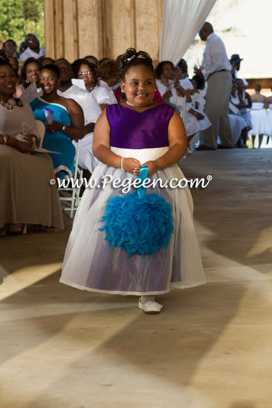 Purple and turquoise flower girl sales dresses