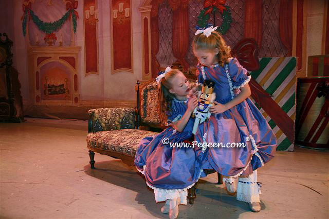 Victorian Style Silk Dress for Nutcracker Party Scene and Clara Costume in Blueberry | Pegeen