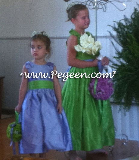 Apple Green and wisteria flower girl dresses