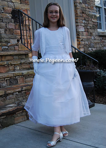 White Cotillion Dress with sequined bodice - Pegeen style 315