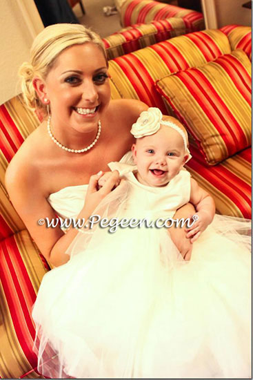 White Tulle Couture Silk Flower Girl Dresses - Pegeen Couture style 402