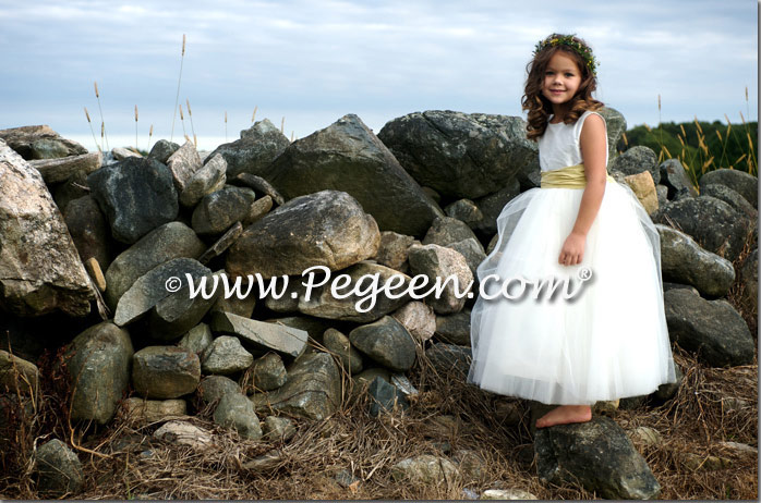 Pale yellow cheap flower girl dresses