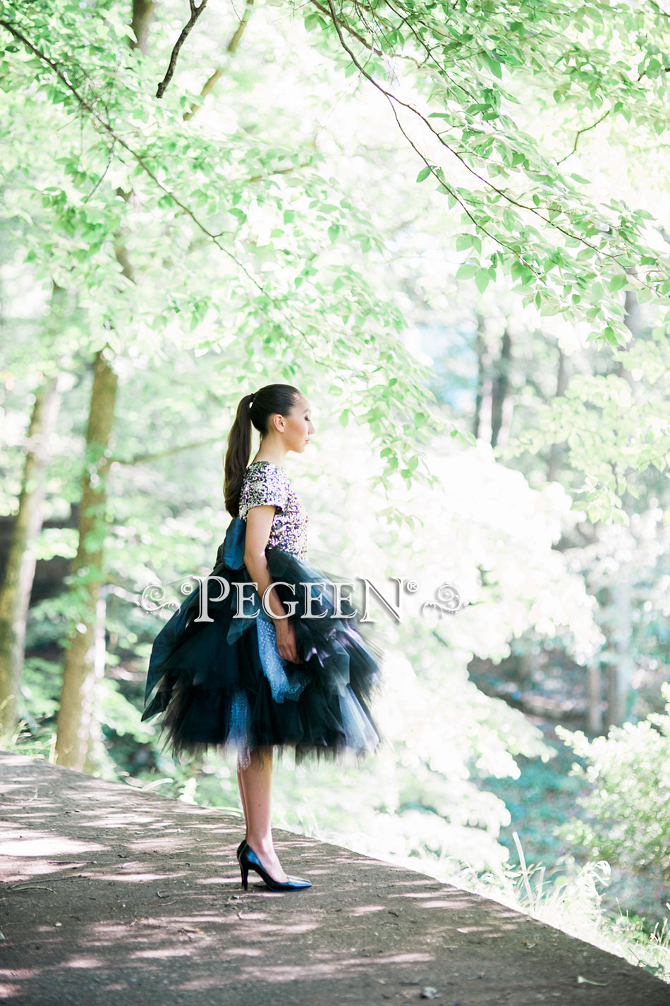 Black, Silver and Sequins Handkerchief Tulle Skirt Style 934 | Pegeen