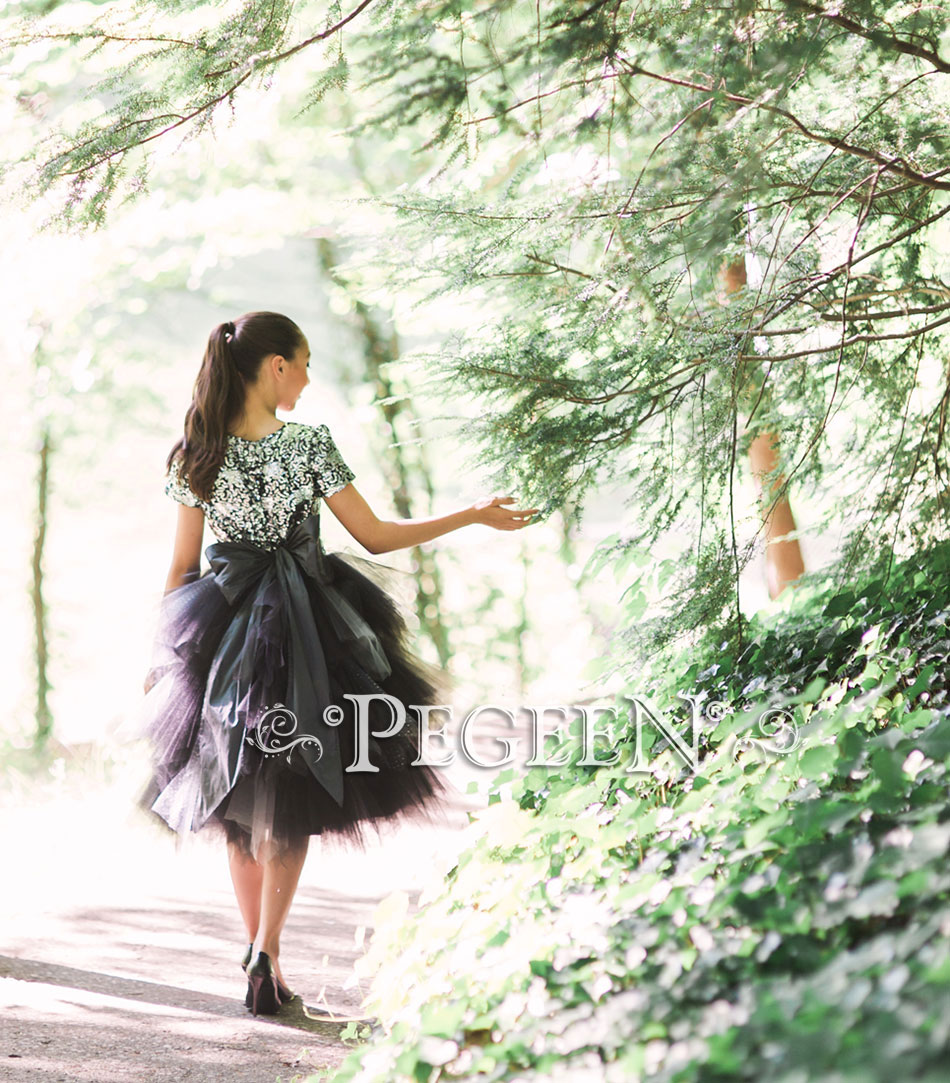 Black, Silver and Sequins Handkerchief Tulle Skirt Style 934 | Pegeen