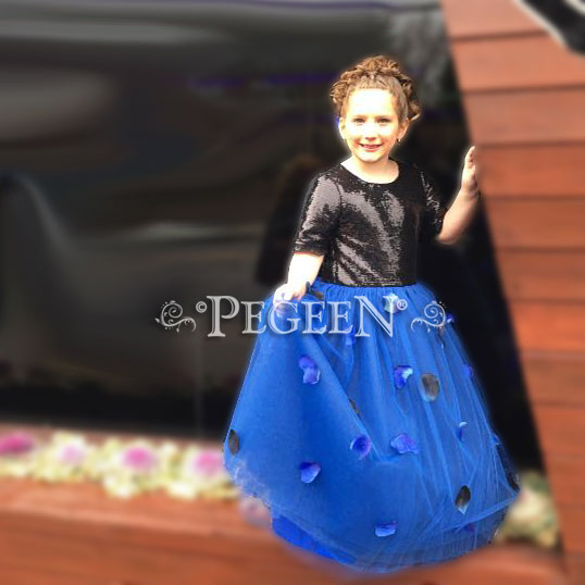 Black and Blue Tulle flower girl dress used for Bar Mitzvah