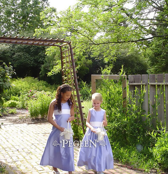 Wisteria Blue silk Jr. Bridesmaids & flower girl dress