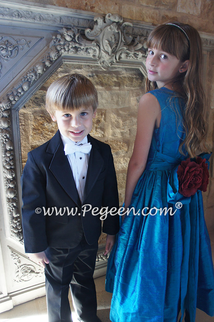 Silk flower girl dresses for your wedding party in Jewel color | Pegeen