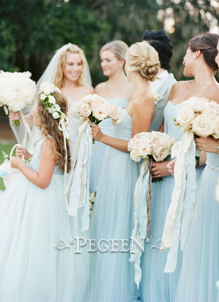 Ivory Embroidered Silk Flower Girl Dresses with fluffy tulle