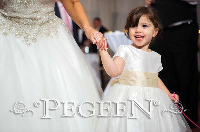 Flower Girl Dress Style 356 Shown in New Ivory and Bisque