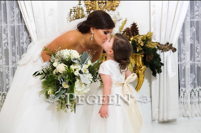 Flower Girl Dress Style 356 Shown in New Ivory and Bisque