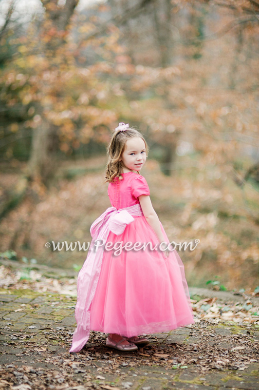 402 Shock Tickle Pink Tulle Flower Girl Dress