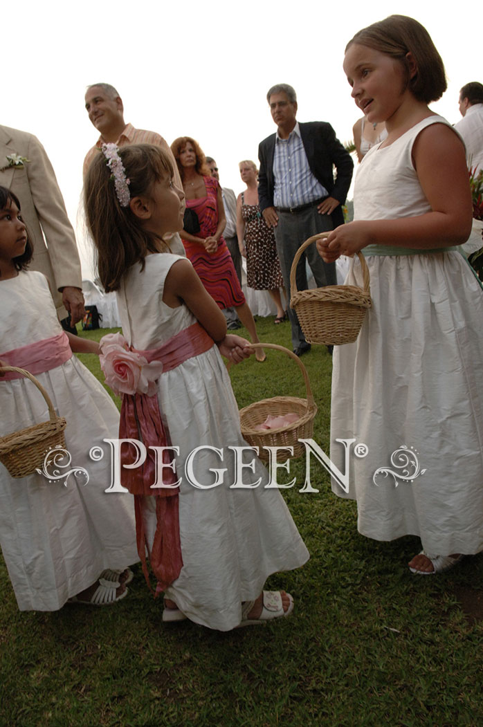 Pegeen Flower Girl Dresses style 383 and Junior bridesmaids style 320 in multiple shades for Costa Rica Wedding