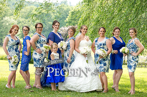 Delft blie and white willow patterned wedding party