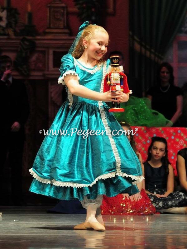 Blue Spruce Silk Victorian Style Clara Party Nutcracker Scene Dress