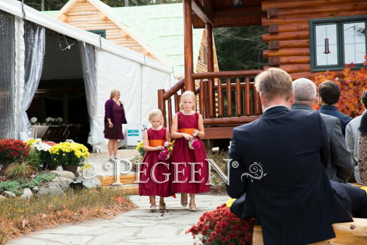 Cranberry and Pumpkin Flower Girl Dress Style 398