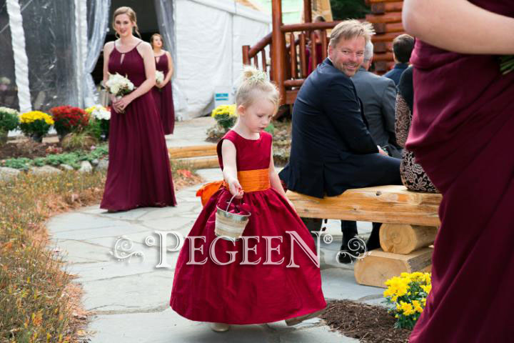 Cranberry and Pumpkin Flower Girl Dress Style 398