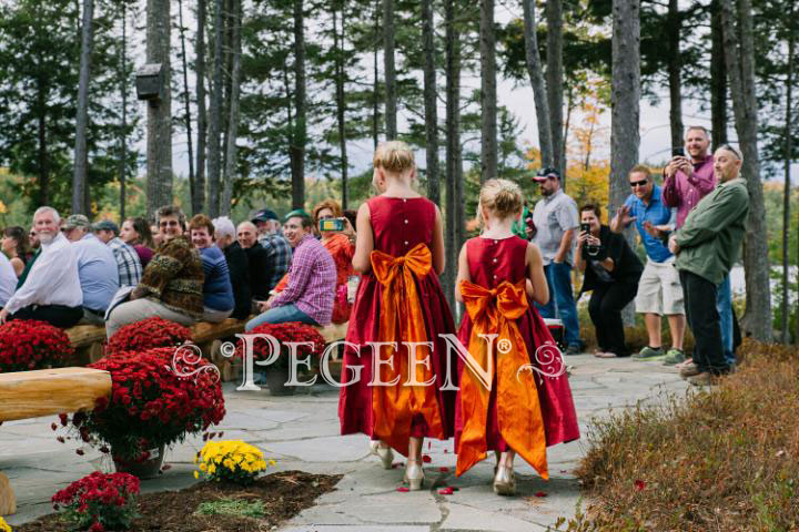 Cranberry and Pumpkin Flower Girl Dress Style 398