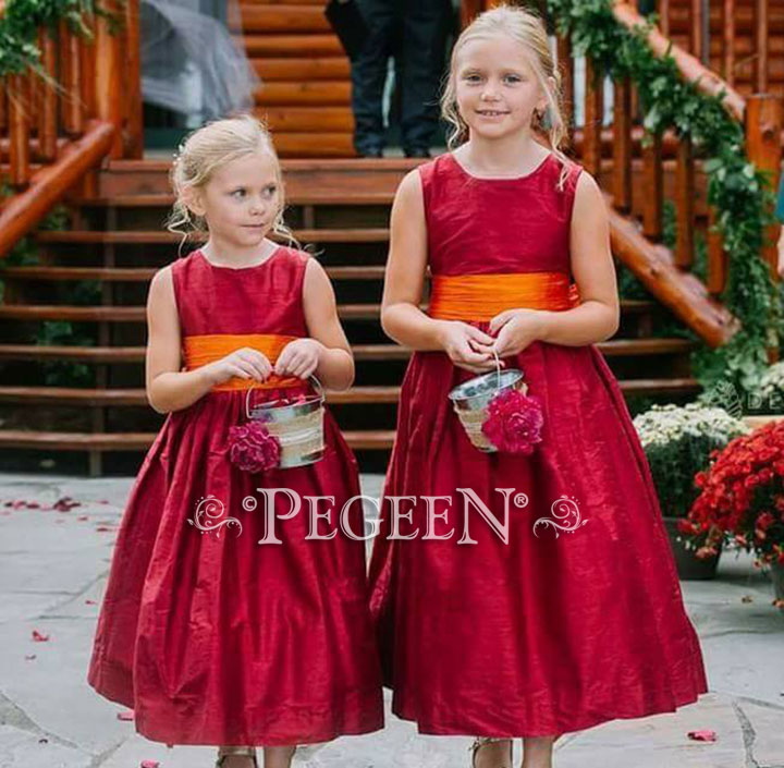 Cranberry and Pumpkin Flower Girl Dress Style 398