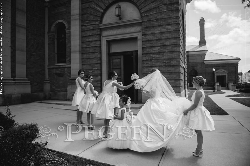 Silk Flower Girl Dresses in Ballet Pink Silk with Signature Bustle