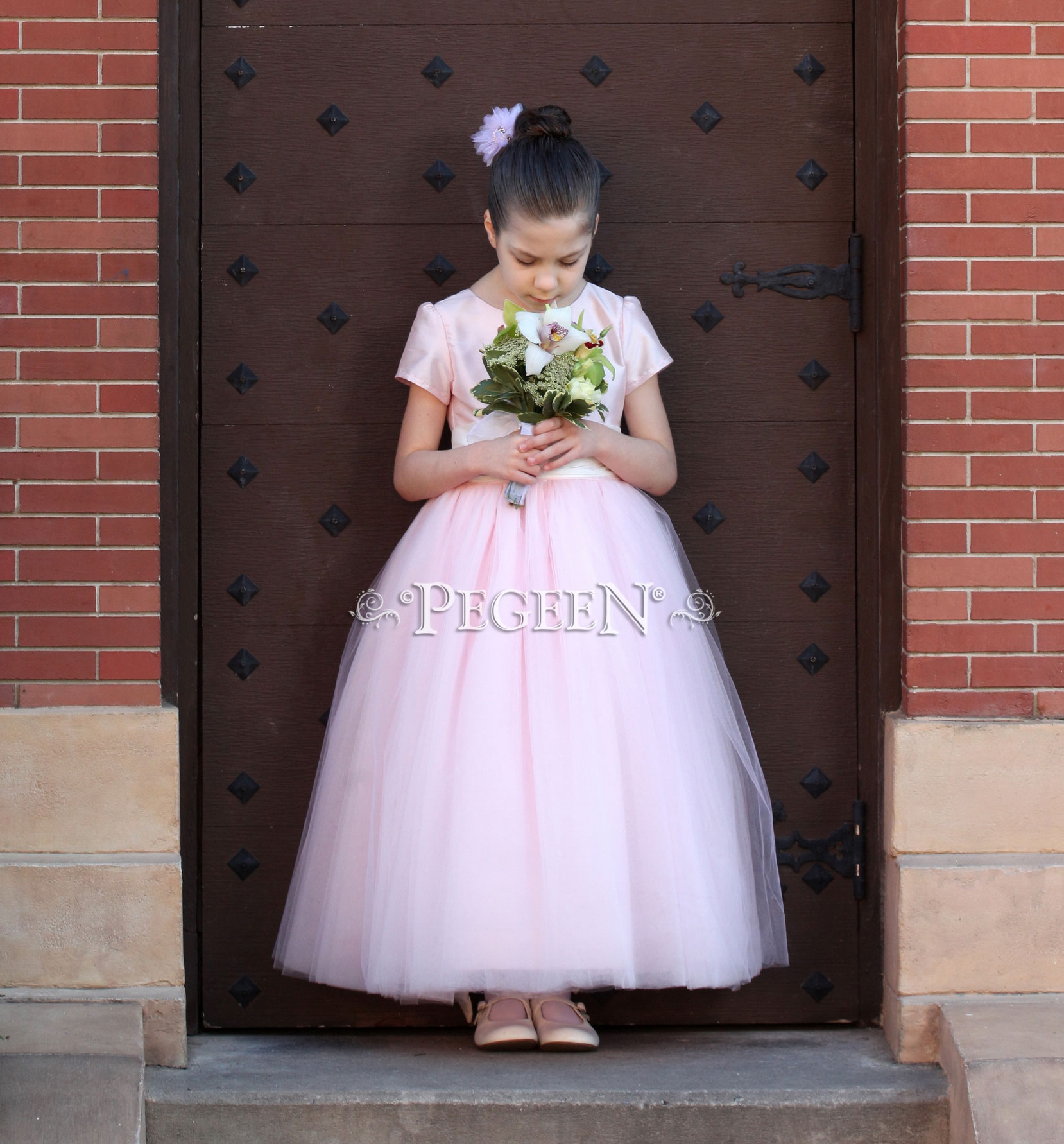 Peony Pink Flower Girl Dress Disney Photo Shoot