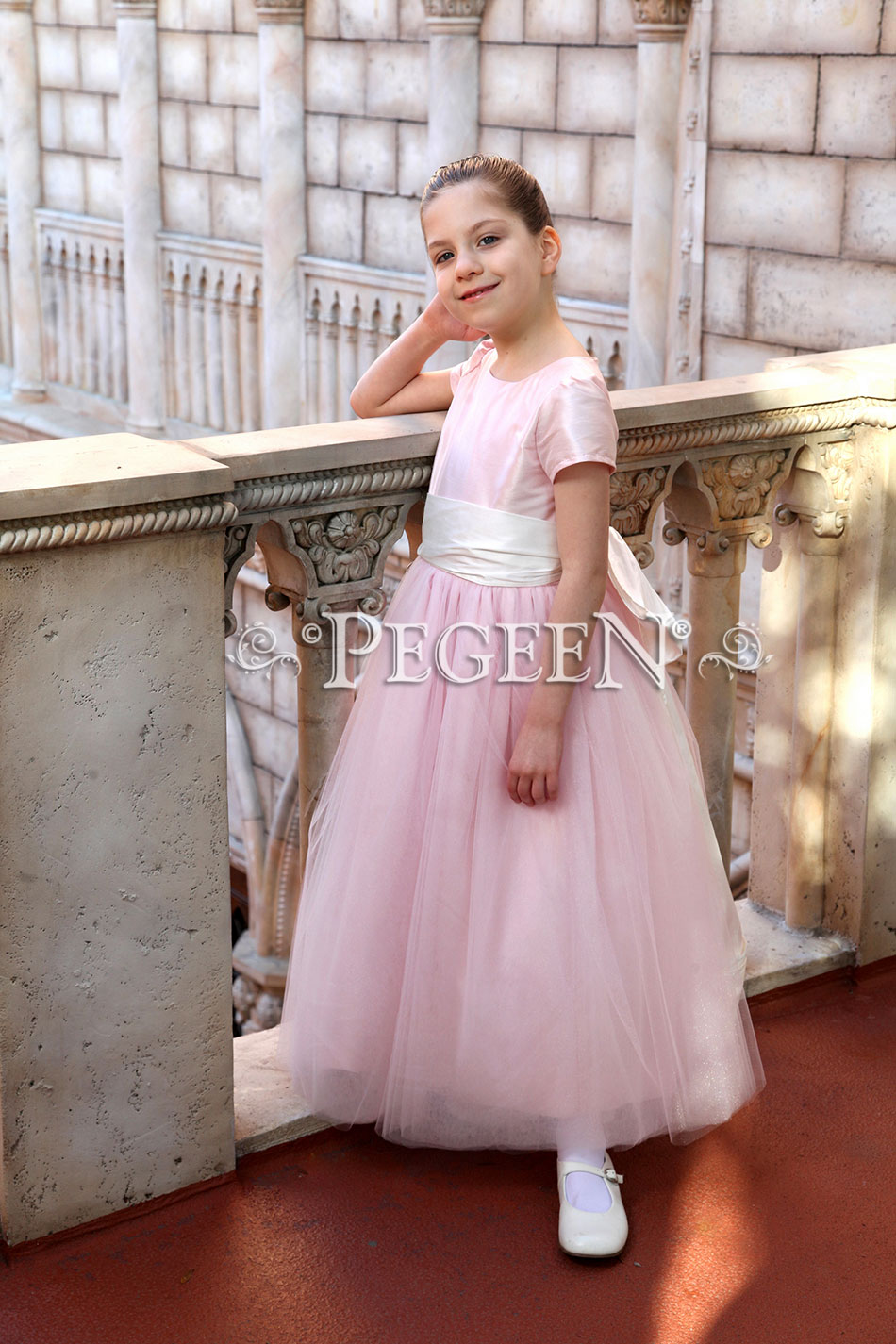 Peony Pink Flower Girl Dress Disney Photo Shoot