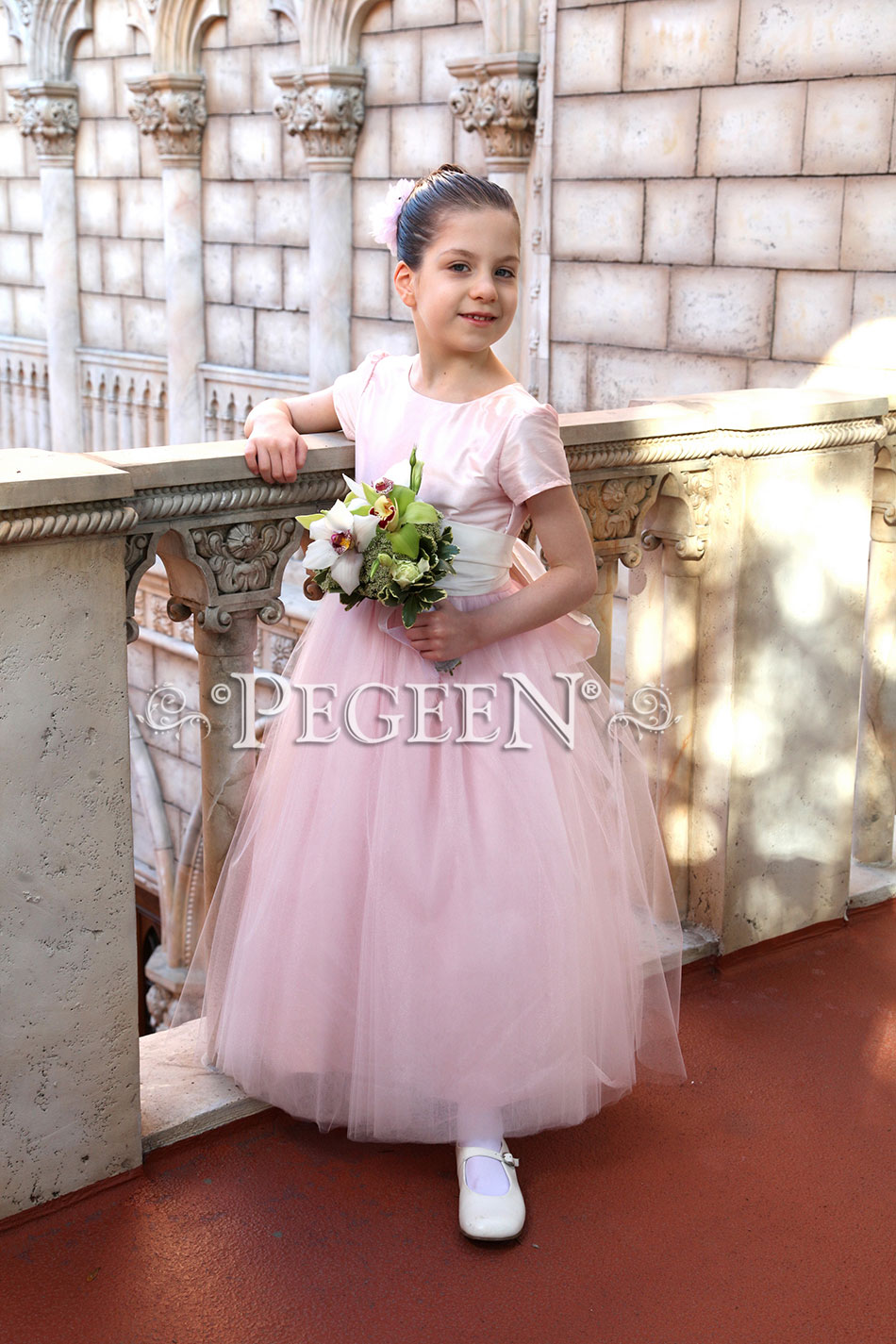 Peony Pink Flower Girl Dress Disney Photo Shoot