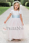 Blue and Pink Flower Girl Dress