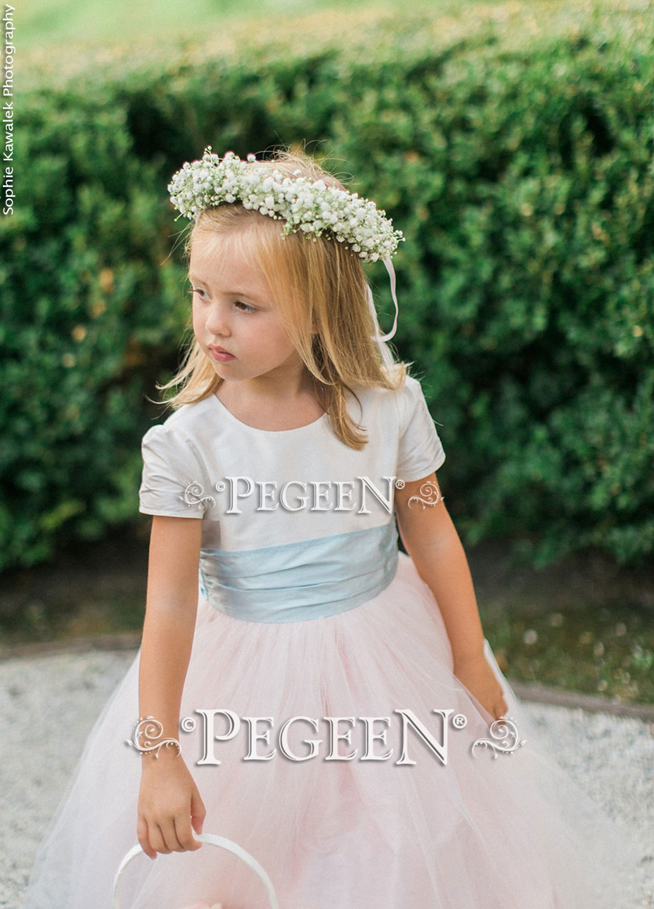 Navy and pink flower girl clearance dress