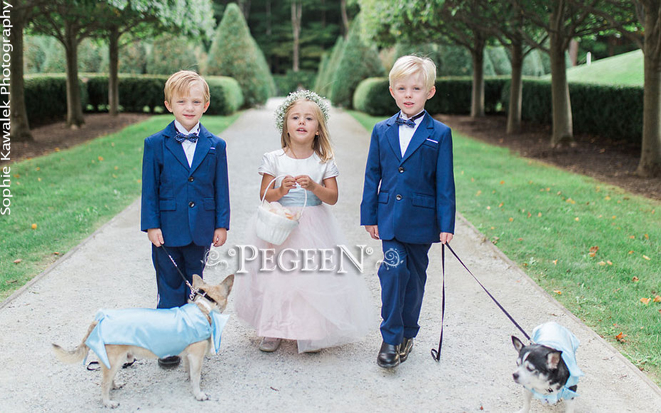 Pastel Blue and Pink Flower Girl Dress Style 356