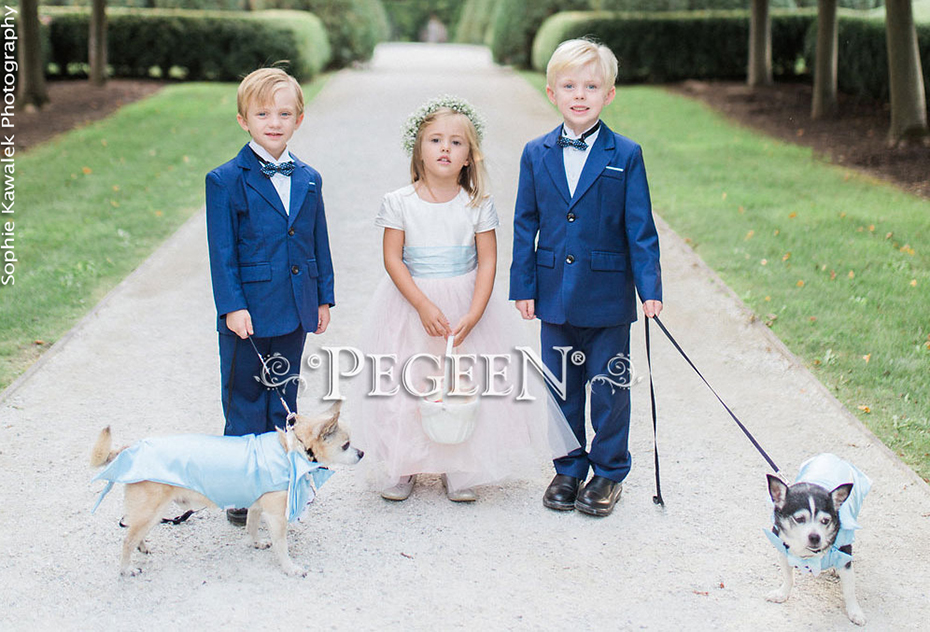 Pastel Blue and Pink Flower Girl Dress Style 356