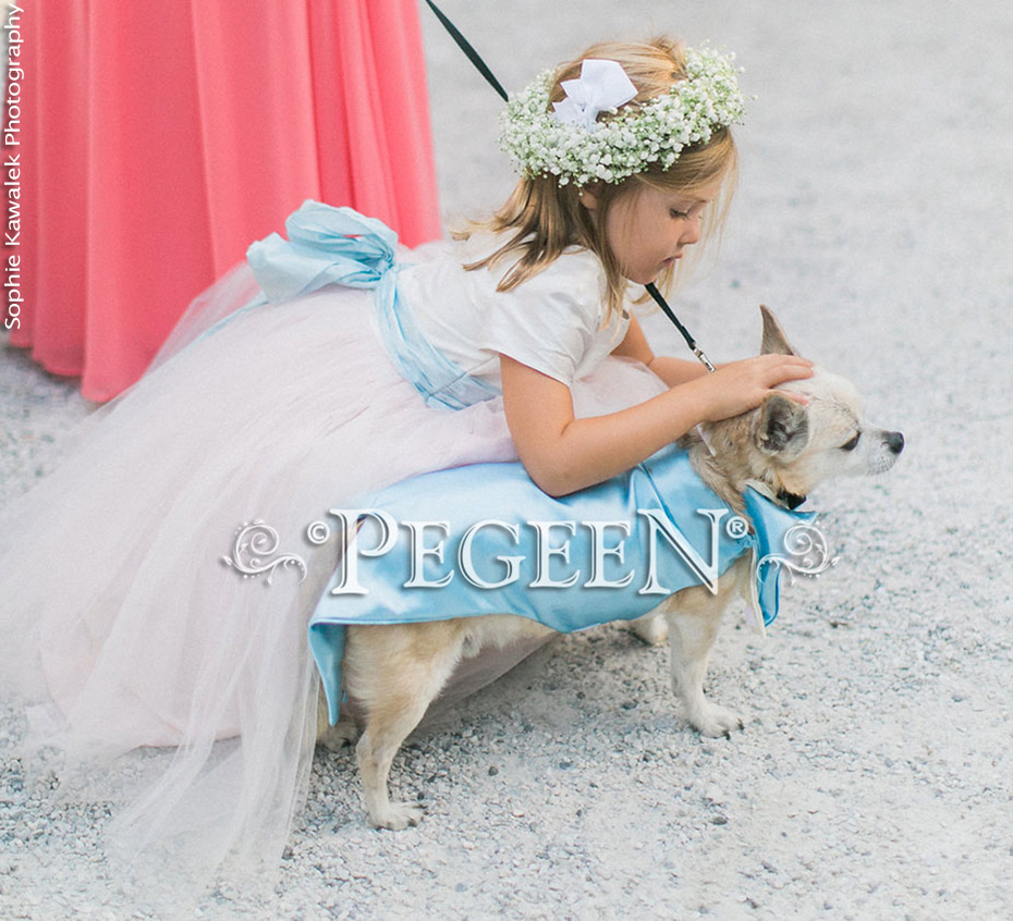 Pastel Blue and Pink Flower Girl Dress Style 356