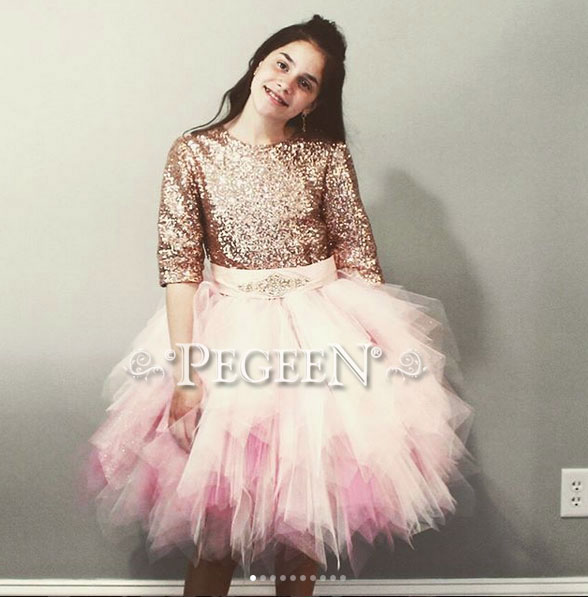 Pale pink tulle and sequins Bat Mitzvah dress