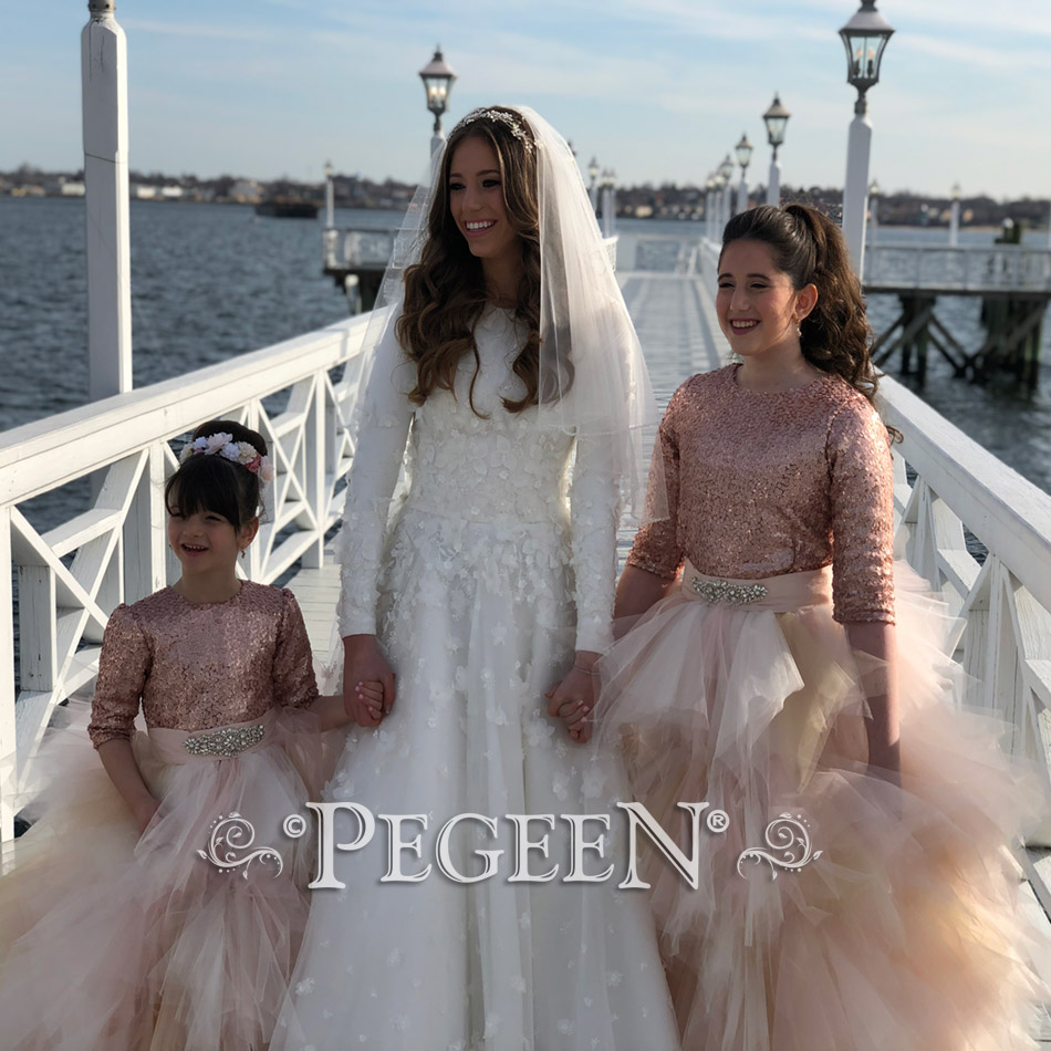 Featured Wedding and Flower Girl Dresses in Rose Gold