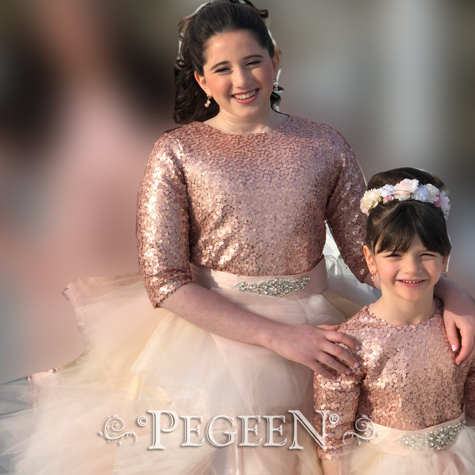 Featured Wedding and Flower Girl Dress in Rose Gold