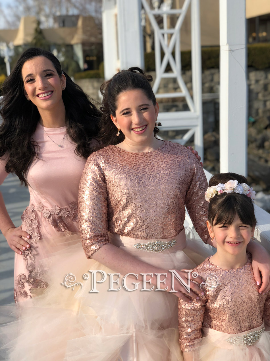 Featured Wedding and Flower Girl Dresses in Rose Gold