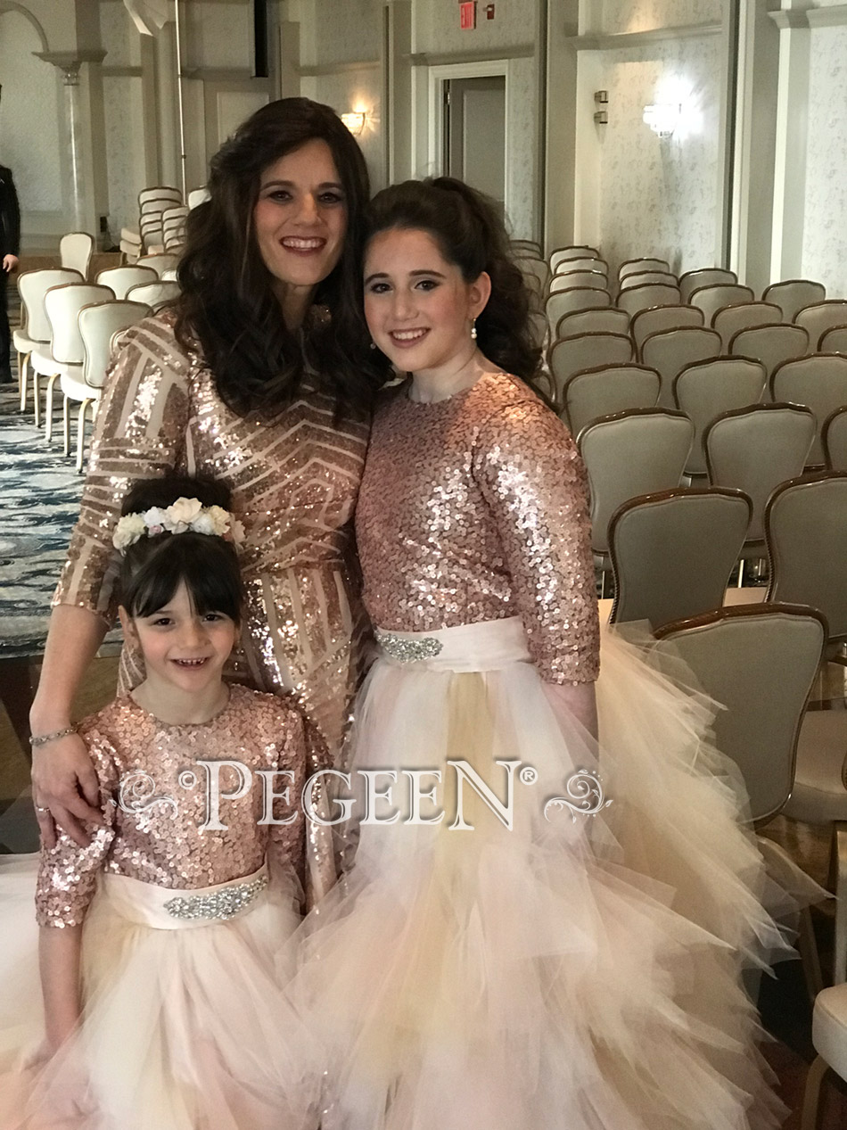 Featured Wedding and Flower Girl Dresses in Rose Gold