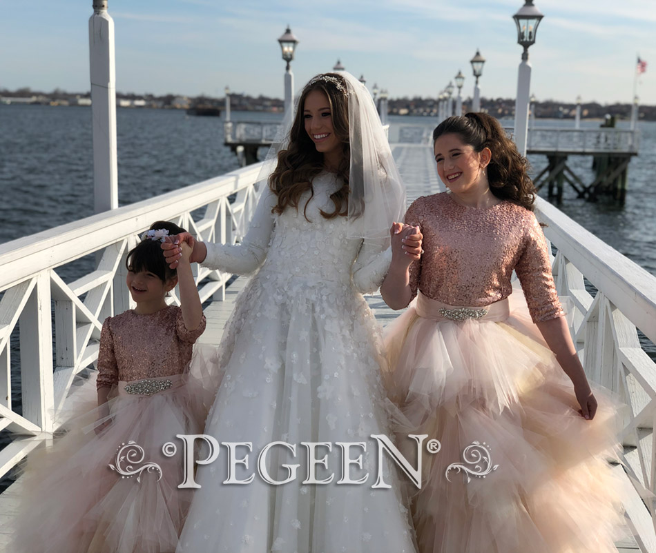 Featured Wedding and Flower Girl Dresses in Rose Gold