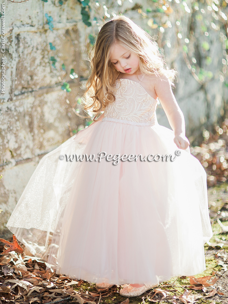 Couture ballet pink silk flower girl dress Pegeen Couture Style 905