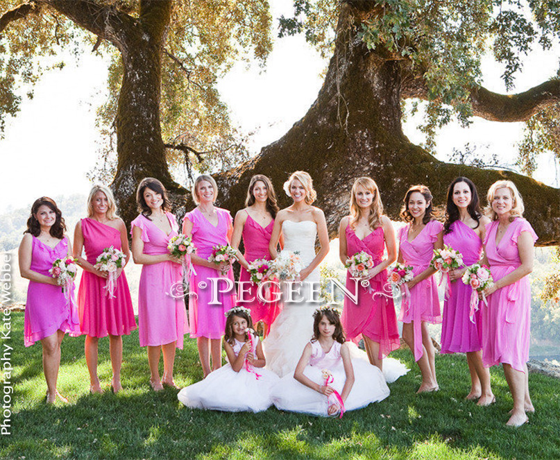 Peony Pink silk and tulle flower girl dress from Pegeen Couture style 402