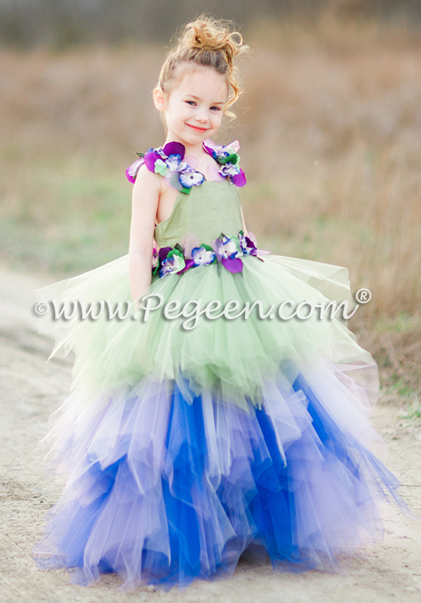 Enchanted Fairy Handkerchief Tulle Skirt with Flower Trim Style 920