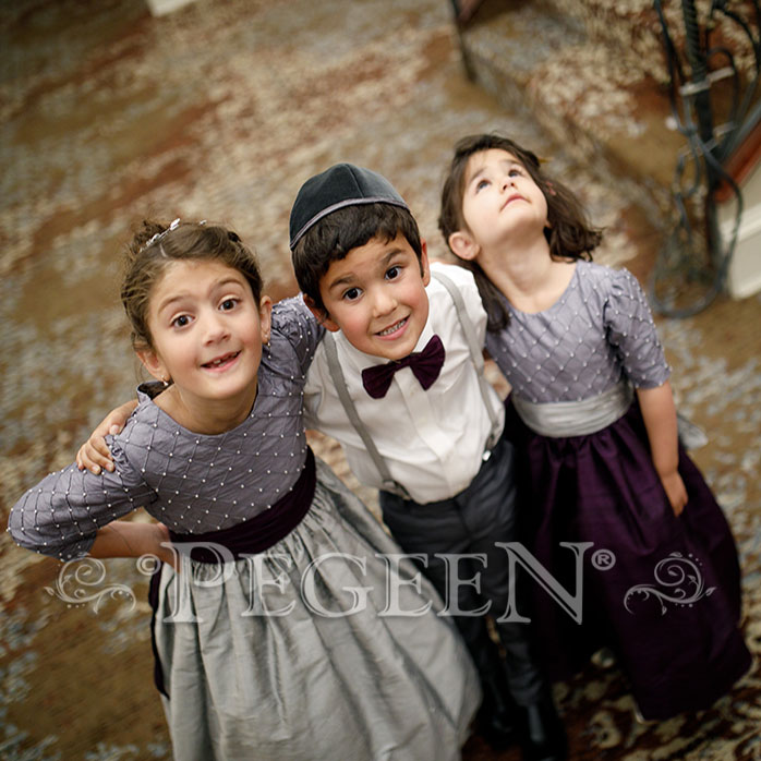 Lavender flower girl dresses with 3/4 sleeves