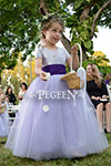 Layered Lavender and Peri Silk Tulle Flower Girl Dress and Plum Sashes