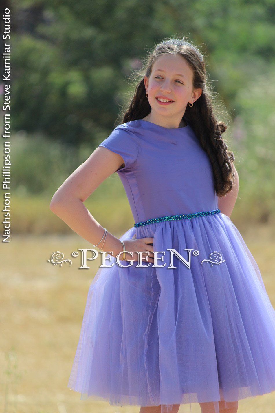 Periwinkle tulle and silk Jr Bridesmaid or Bat Mitzvah dress | Pegeen