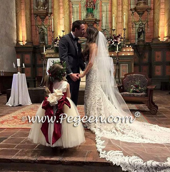 ivory and burgundy flower girl dresses