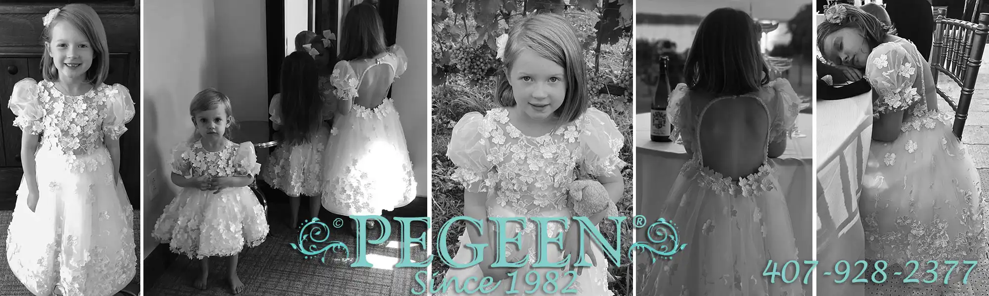 Pegeen flower girl dresses are made in pure silk available in 260+ colors and come with a petticoat.  From Infants to Plus Sizes, each dress can be customized with or without sleeves at the same price or longer sleeves and high necks.